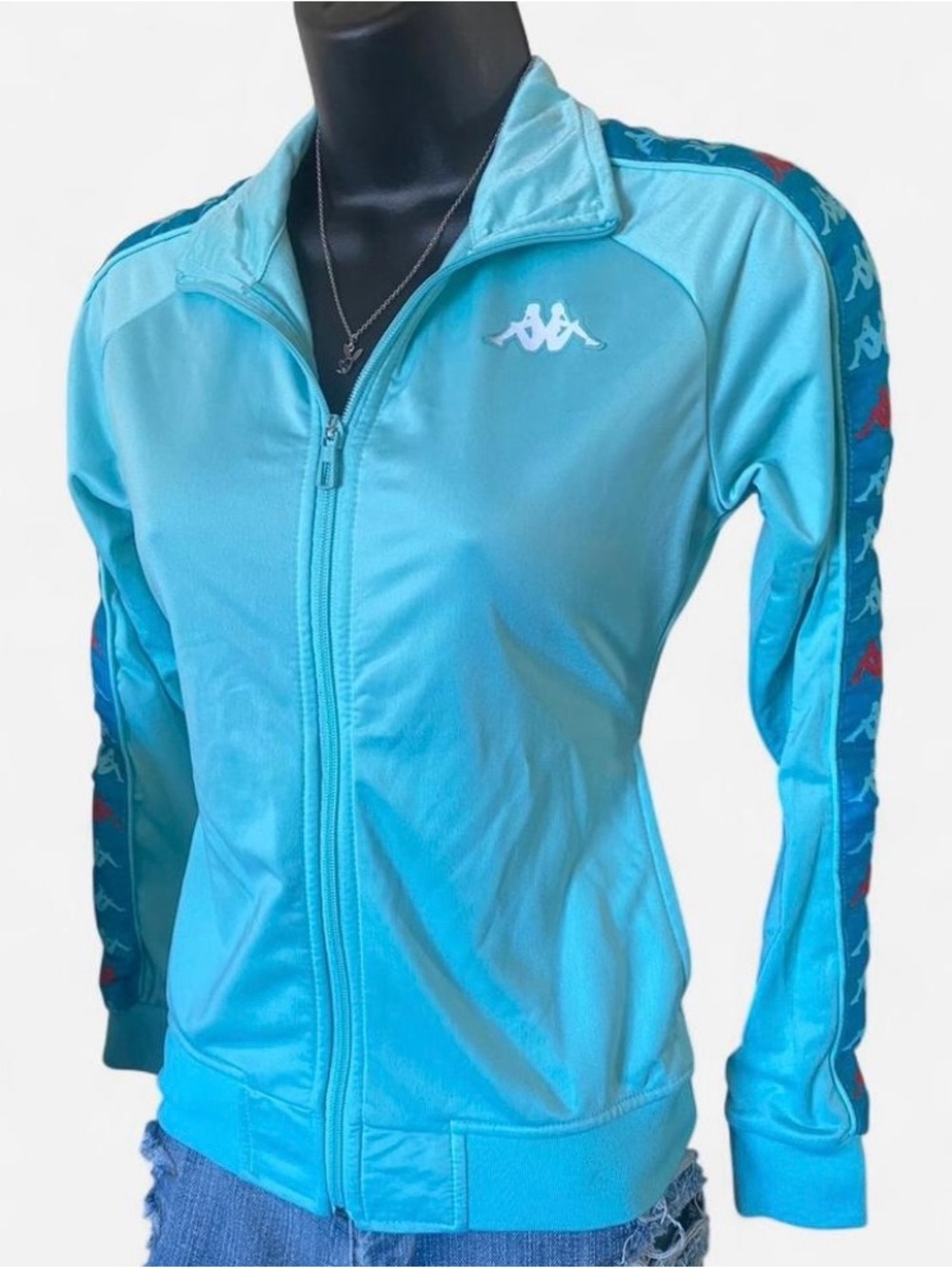 Kappa Teal, Blue & Red Zip Up Track Jacket
